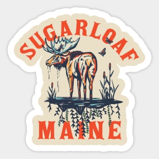 Sugarloaf, Maine. Cool Vintage Ski Resort Art Design With A Moose Sticker